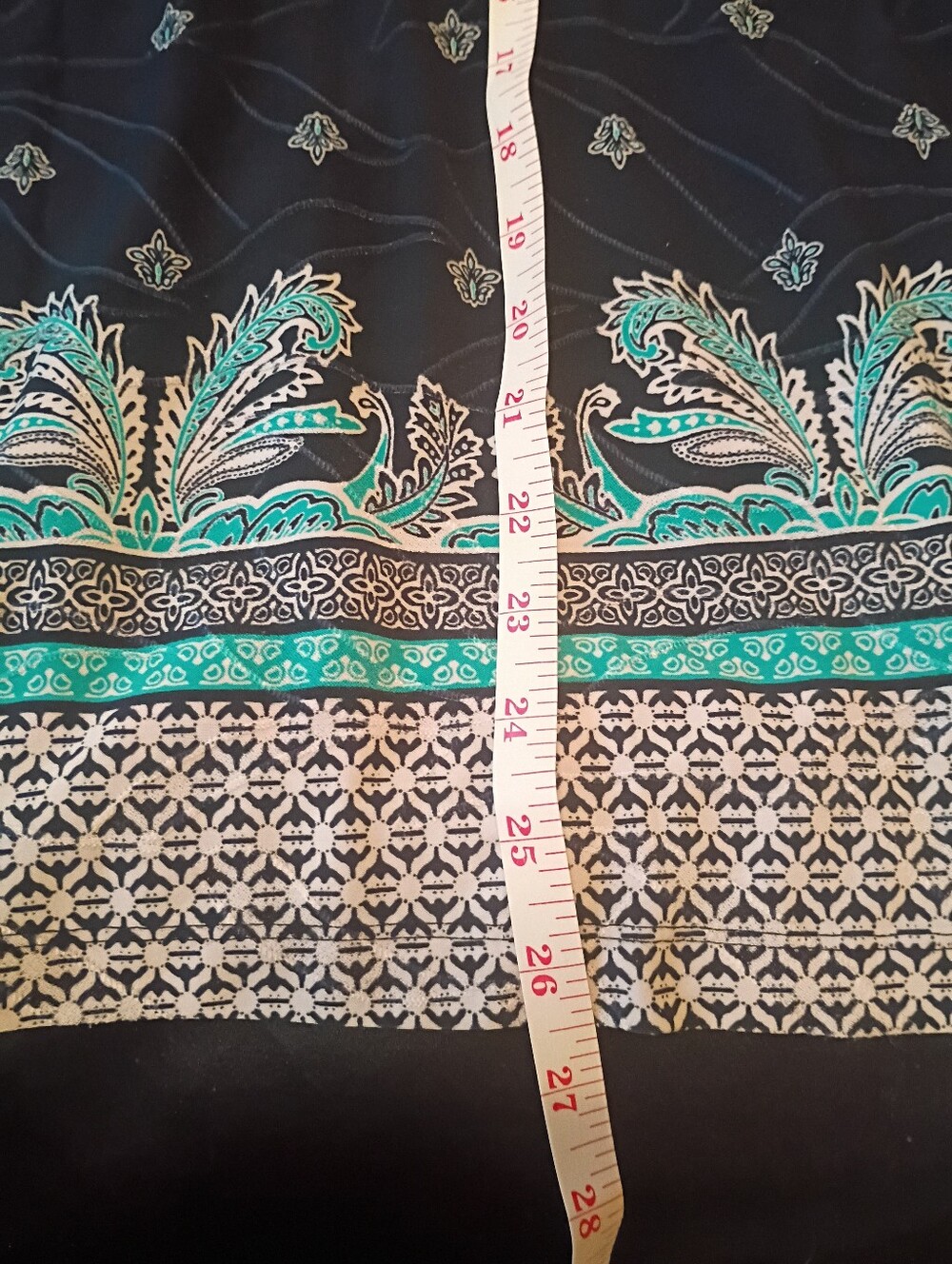 Croft & Barrow Dark Navy Print Blouse Women’s Large Short Sleeve High Low Hem - Picture 9 of 10